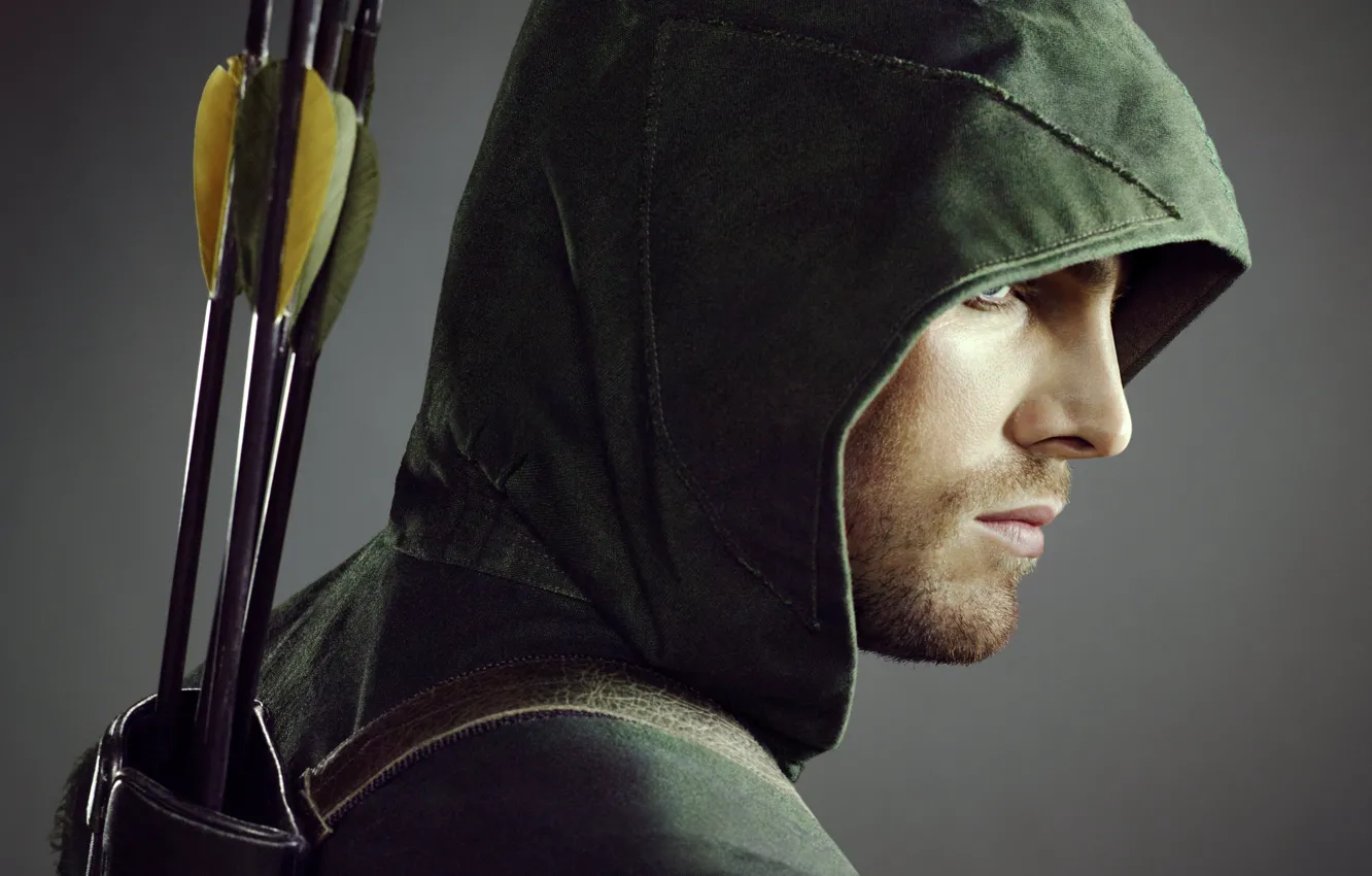 Photo wallpaper face, hood, actor, profile, male, the series, arrows, Arrow