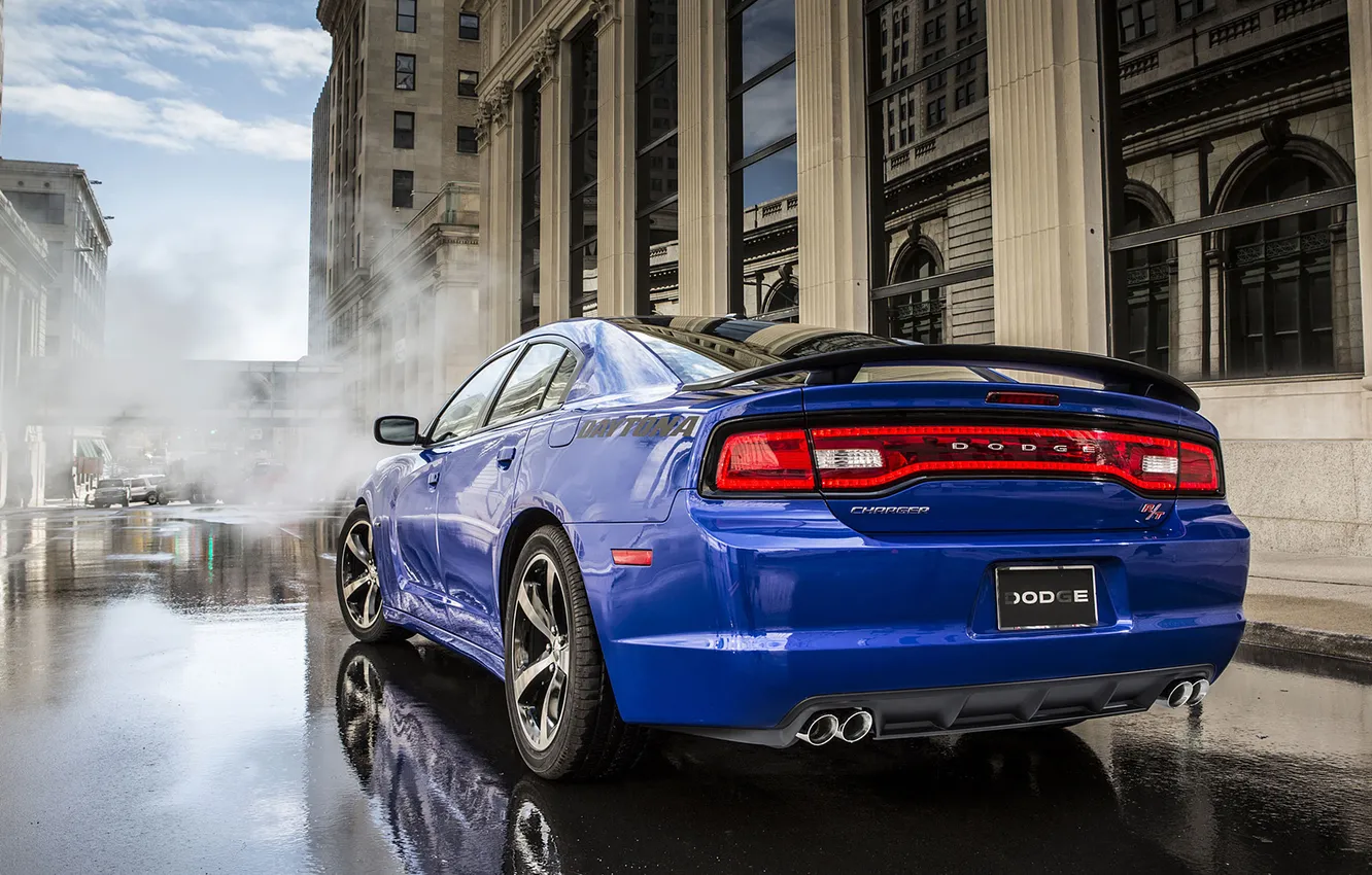 Photo wallpaper car, machine, blue, smoke, Dodge, beautiful, car, Dodge