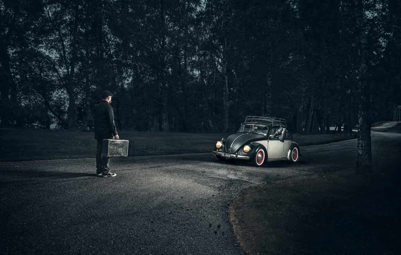 Photo wallpaper machine, street, people