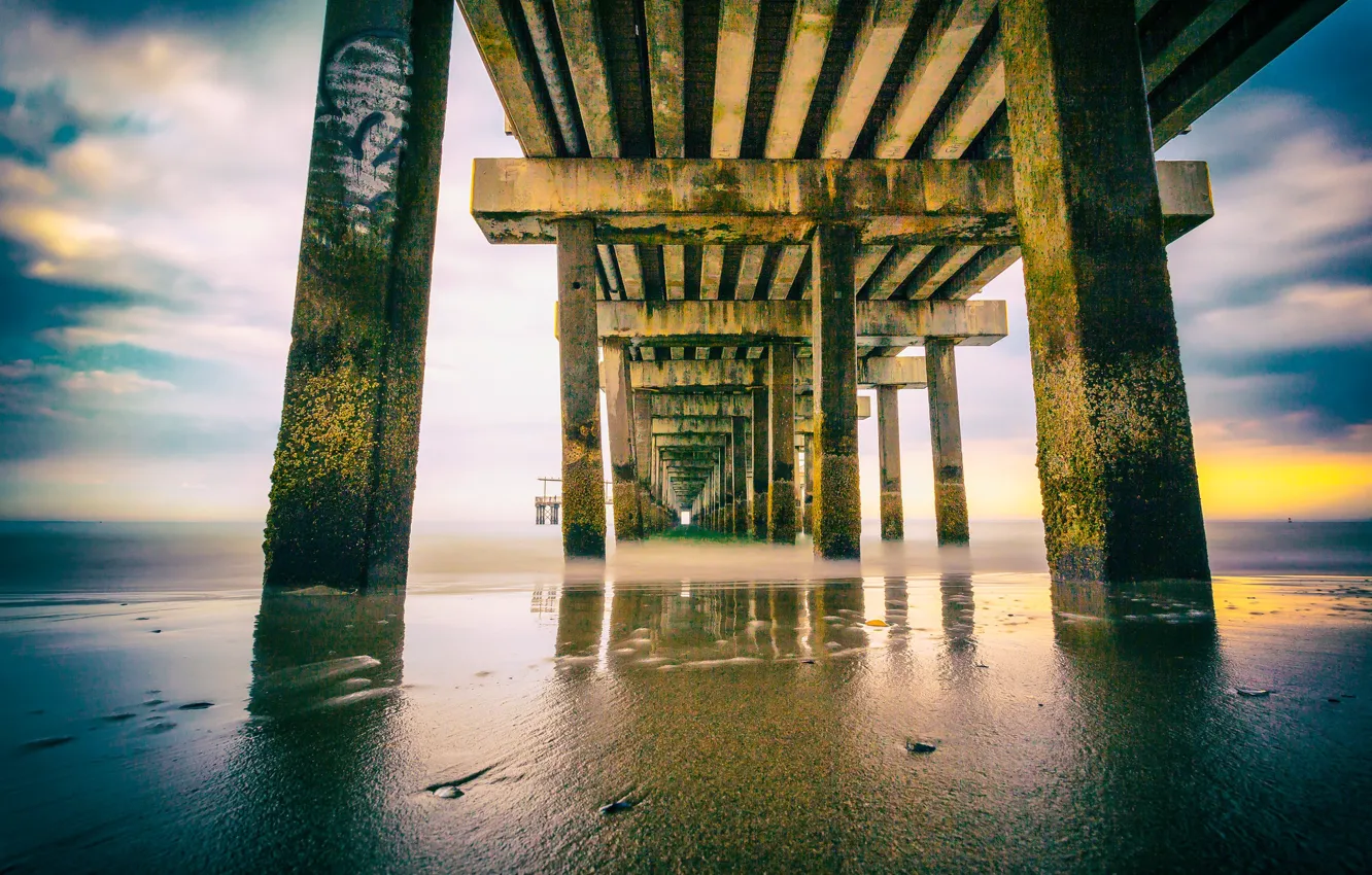 Photo wallpaper New York, Atlantic Ocean, Coney Island pier