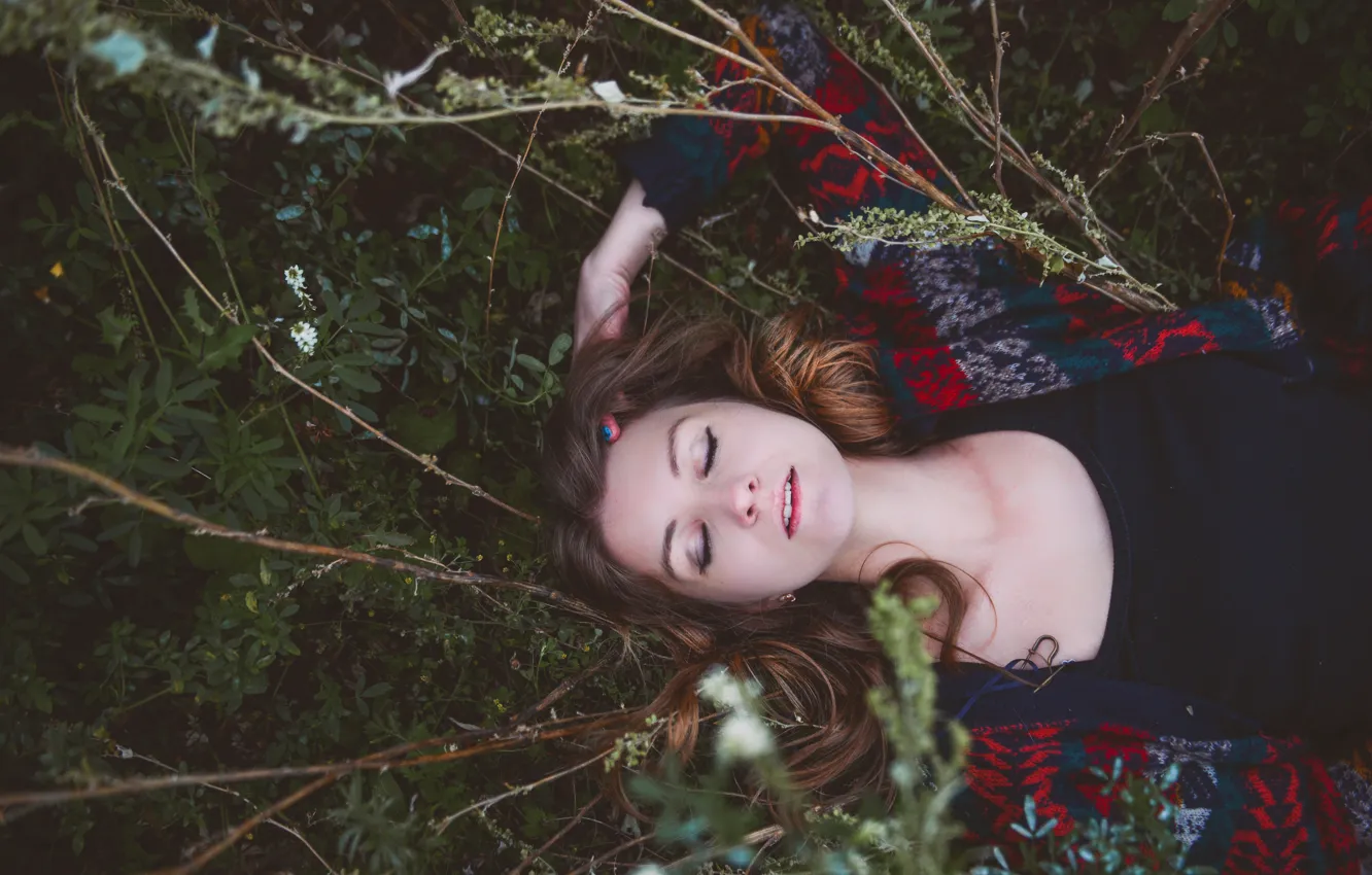 Photo wallpaper summer, grass, girl, smile