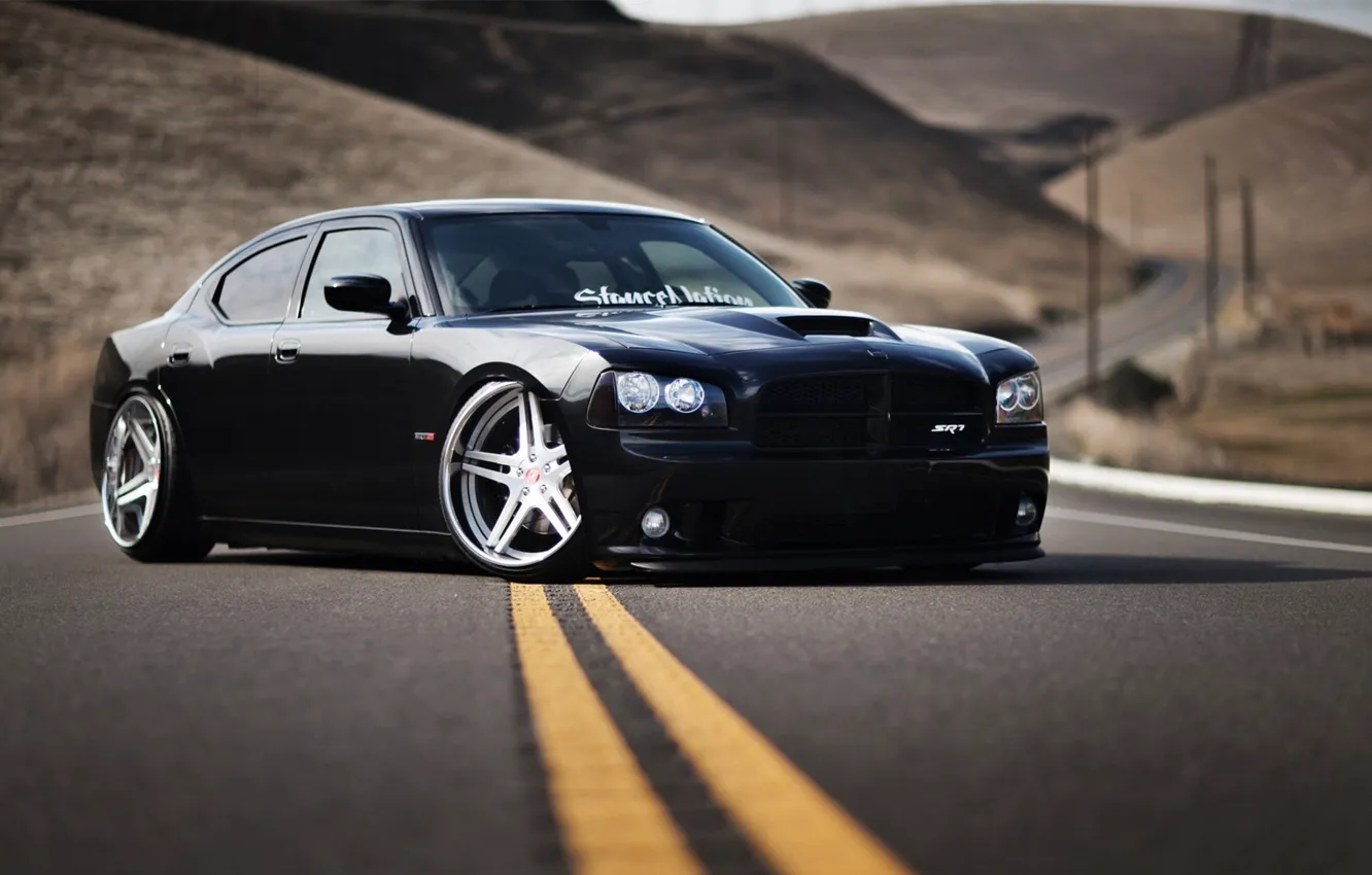 Photo wallpaper car, black, Wallpaper, tuning, car, black, Dodge, dodge