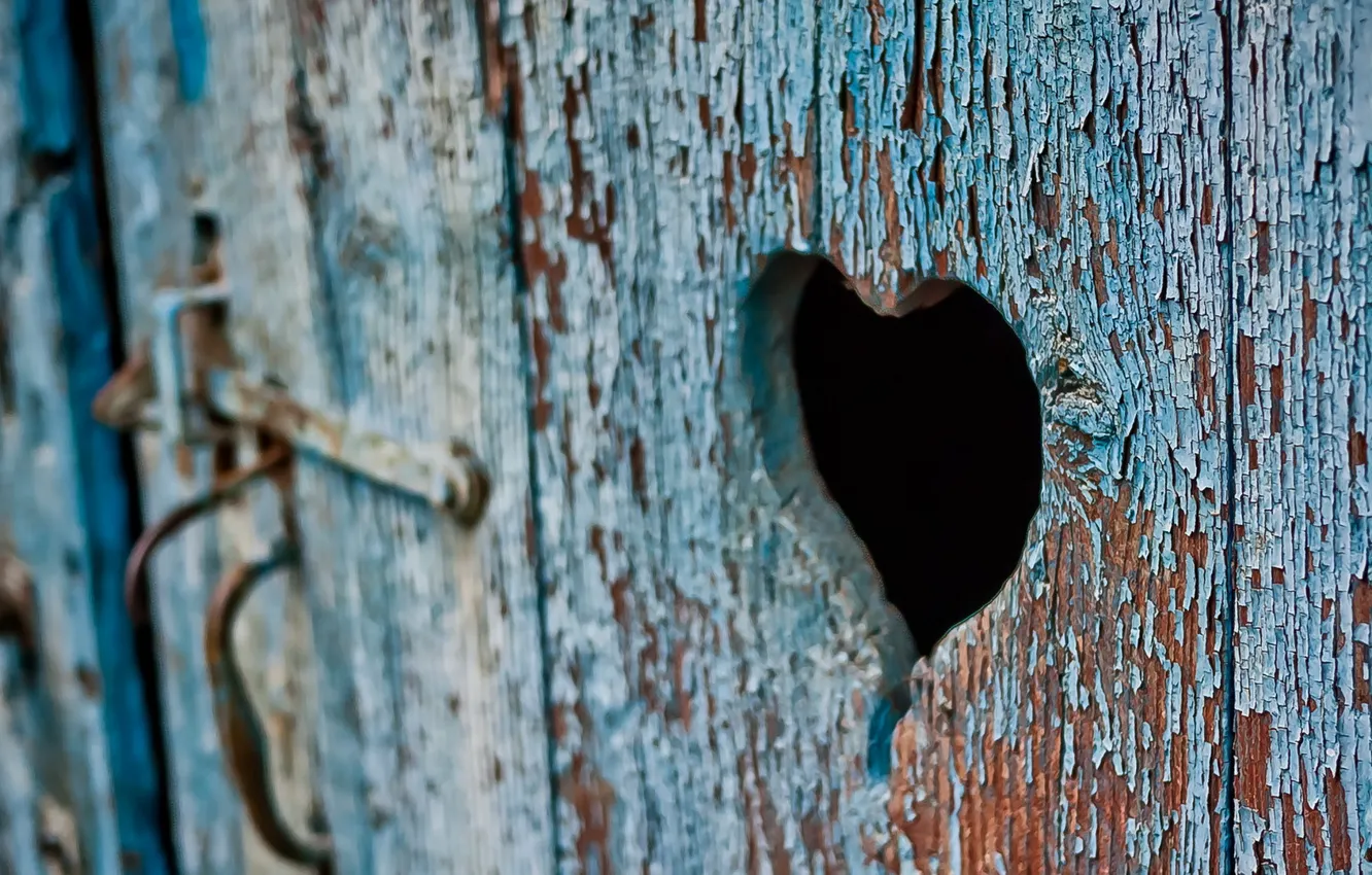 Photo wallpaper macro, heart, the door