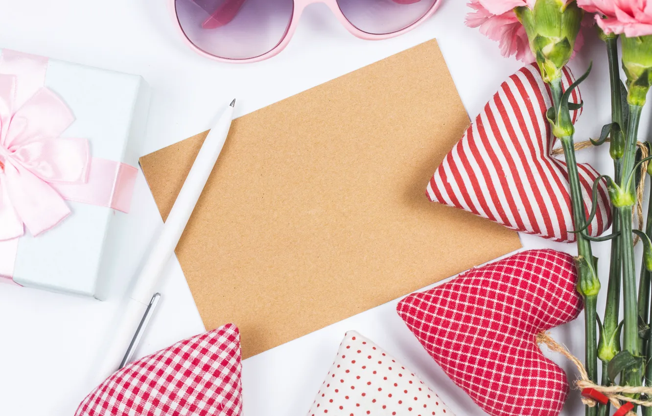 Photo wallpaper flowers, holiday, gift, hearts, clove