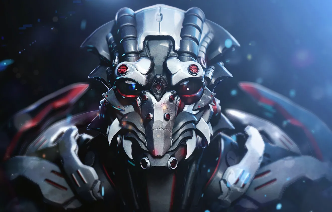Photo wallpaper face, fiction, robot, art, mecha, Characters, Creatures, Kenny Carmody
