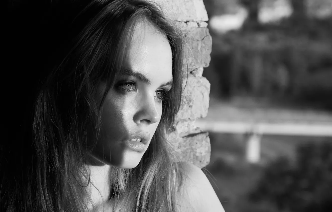 Photo wallpaper girl, face, sweetheart, model, hair, black and white, beautiful, Anastasia Shcheglova