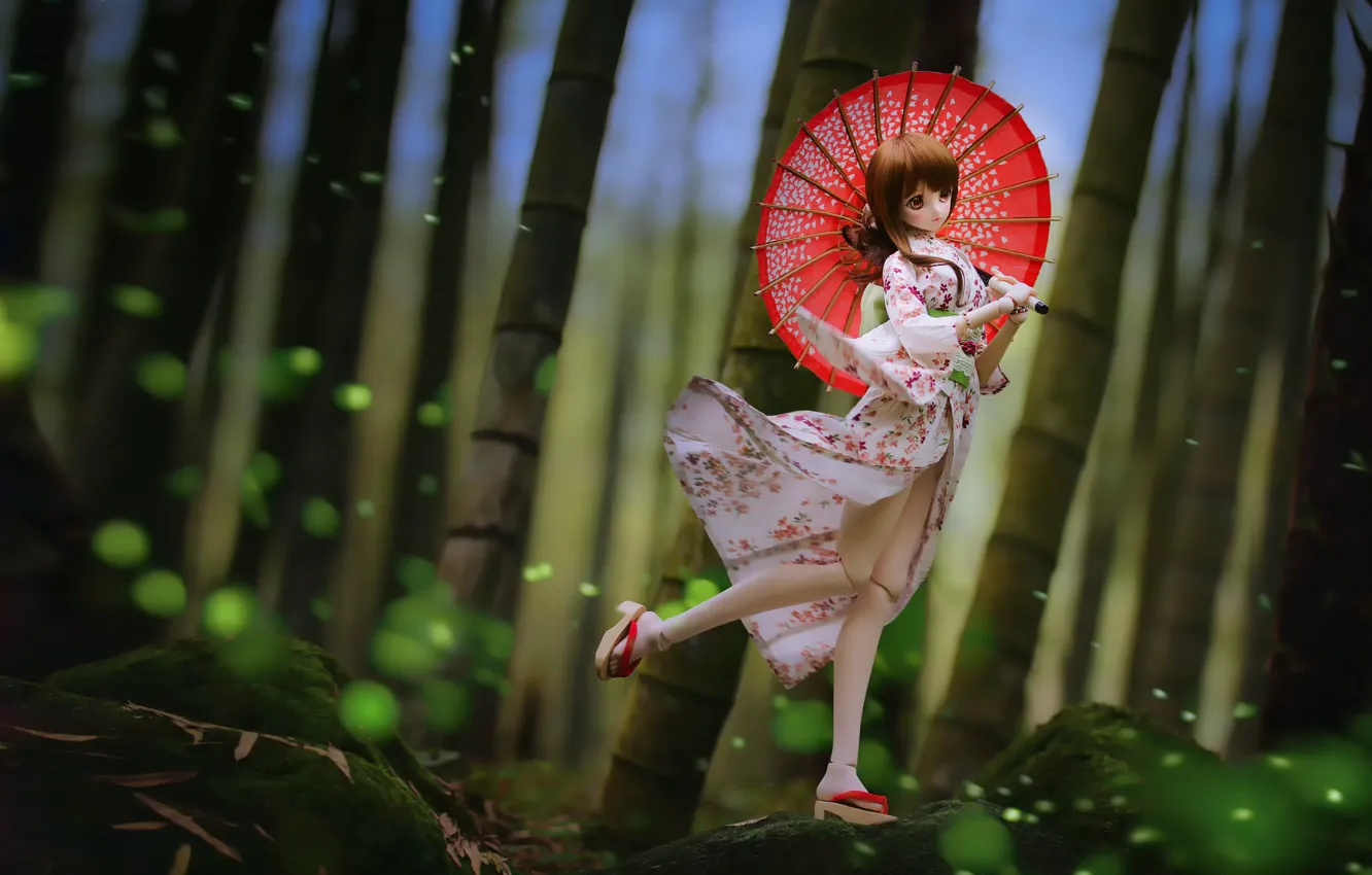 Photo wallpaper umbrella, toy, Japanese, doll