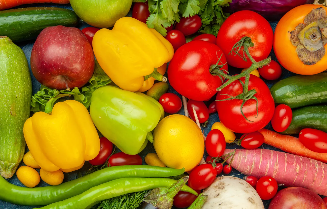 Photo wallpaper apples, pepper, tomatoes