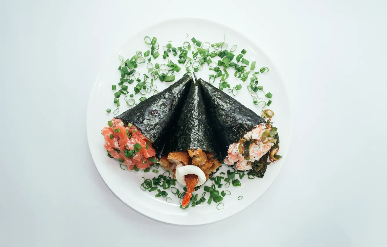 Photo wallpaper sushi, shrimp, salmon