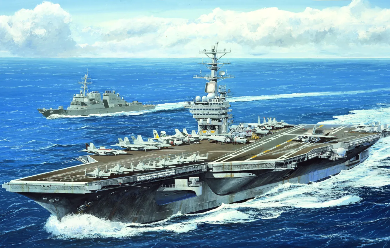 Photo wallpaper US NAVY, us aircraft carrier, USS Nimitz, US NAVY, CVN-68