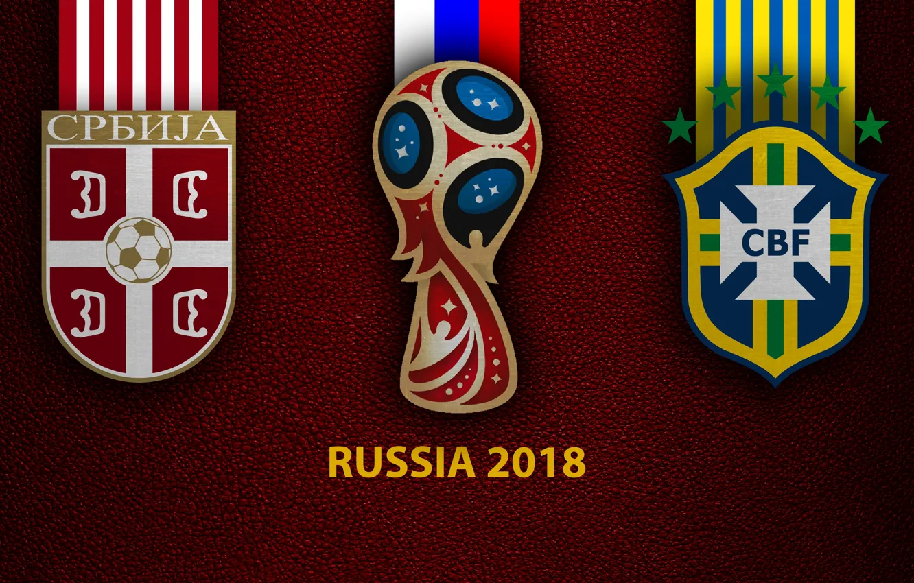 Photo wallpaper wallpaper, sport, logo, football, FIFA World Cup, Russia 2018, Serbia vs Brazil