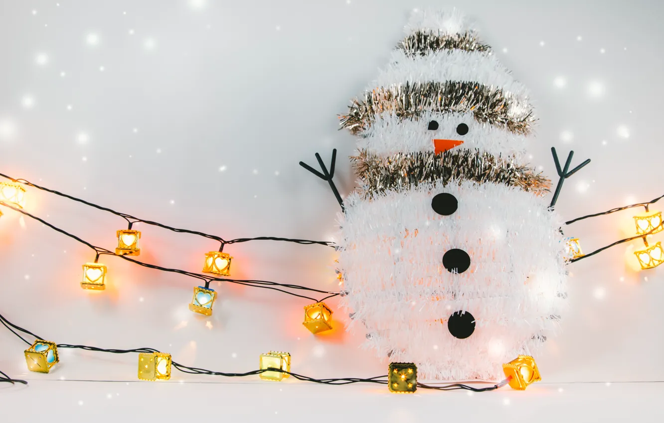 Photo wallpaper winter, snow, snowflakes, new year, Christmas, snowman, Christmas, winter