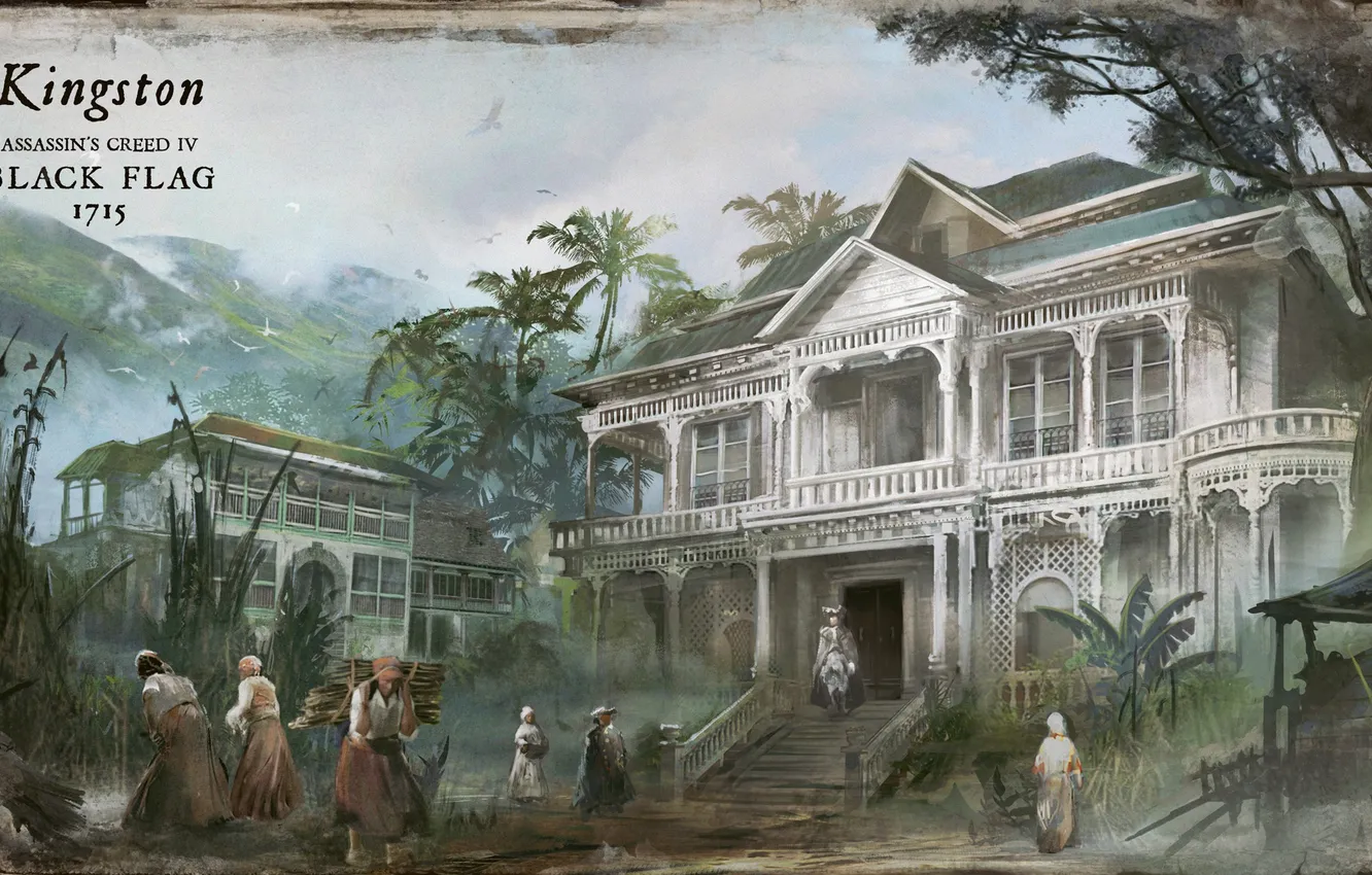 Photo wallpaper trees, house, the building, Black Flag, Assassin’s Creed IV: Black Flag, Assassin's creed IV