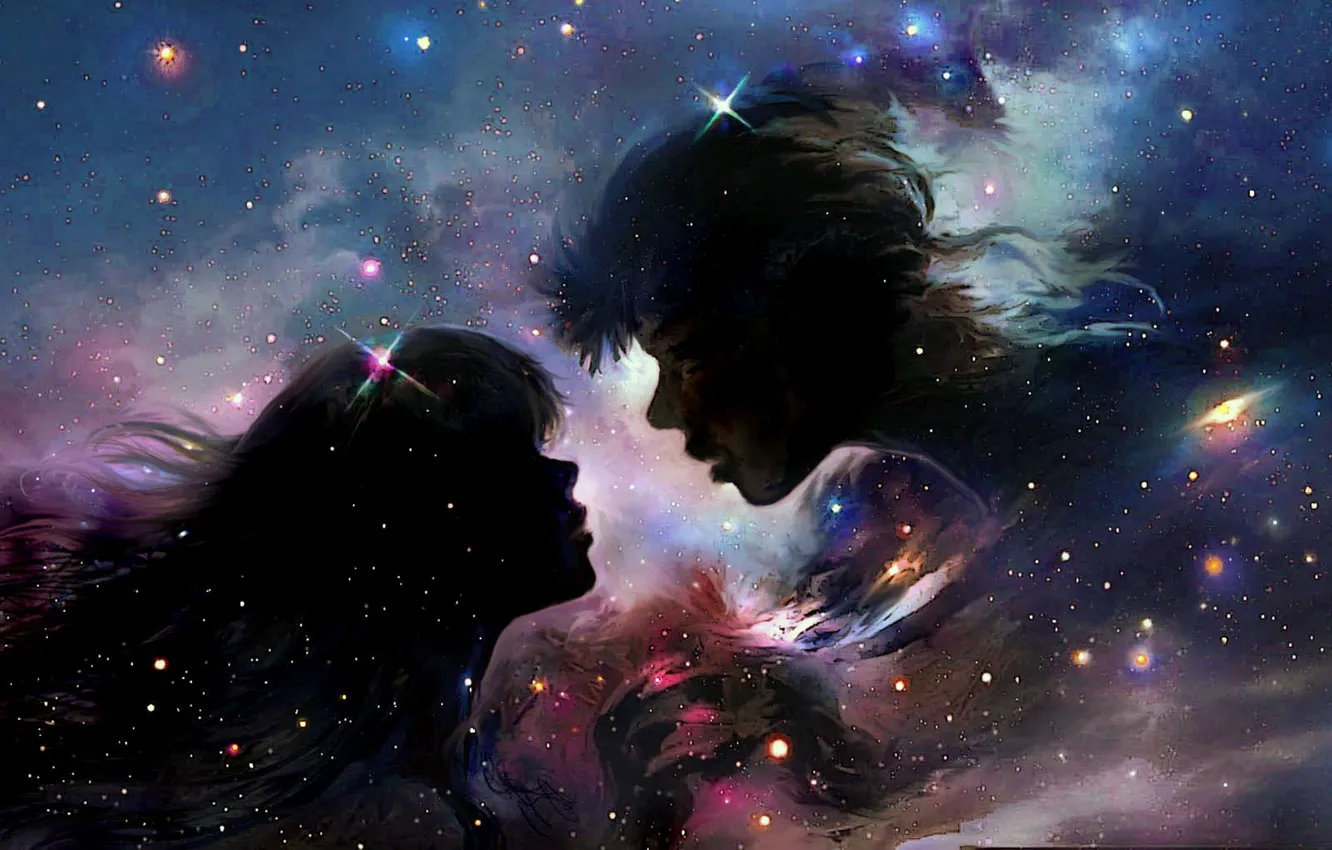 Photo wallpaper space, fantasy, lovers, constellation, by 00