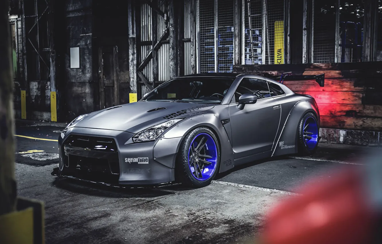 Photo wallpaper Nissan, GT-R, Car, Front, Tuning, Wheels, Liberty Walk