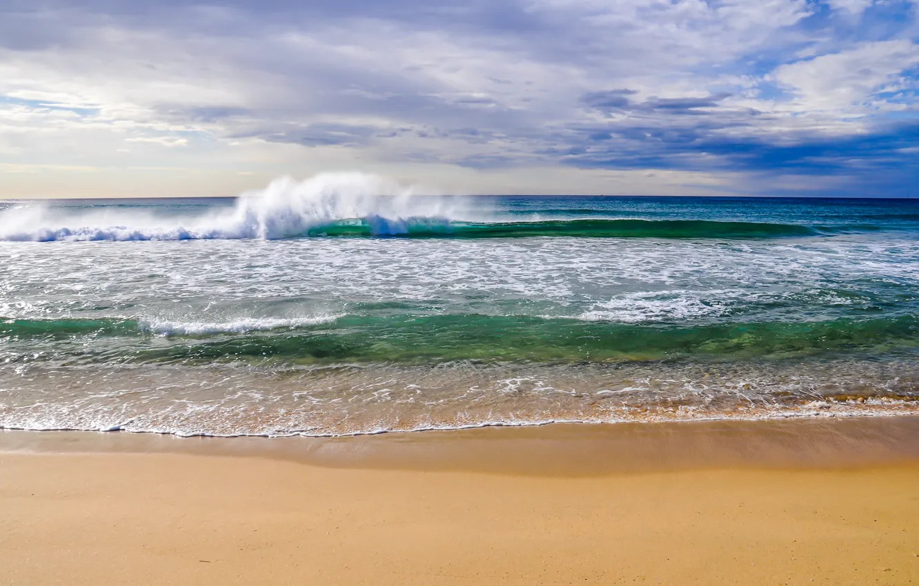 Photo wallpaper sand, sea, beach, the sky, clouds, landscape, nature