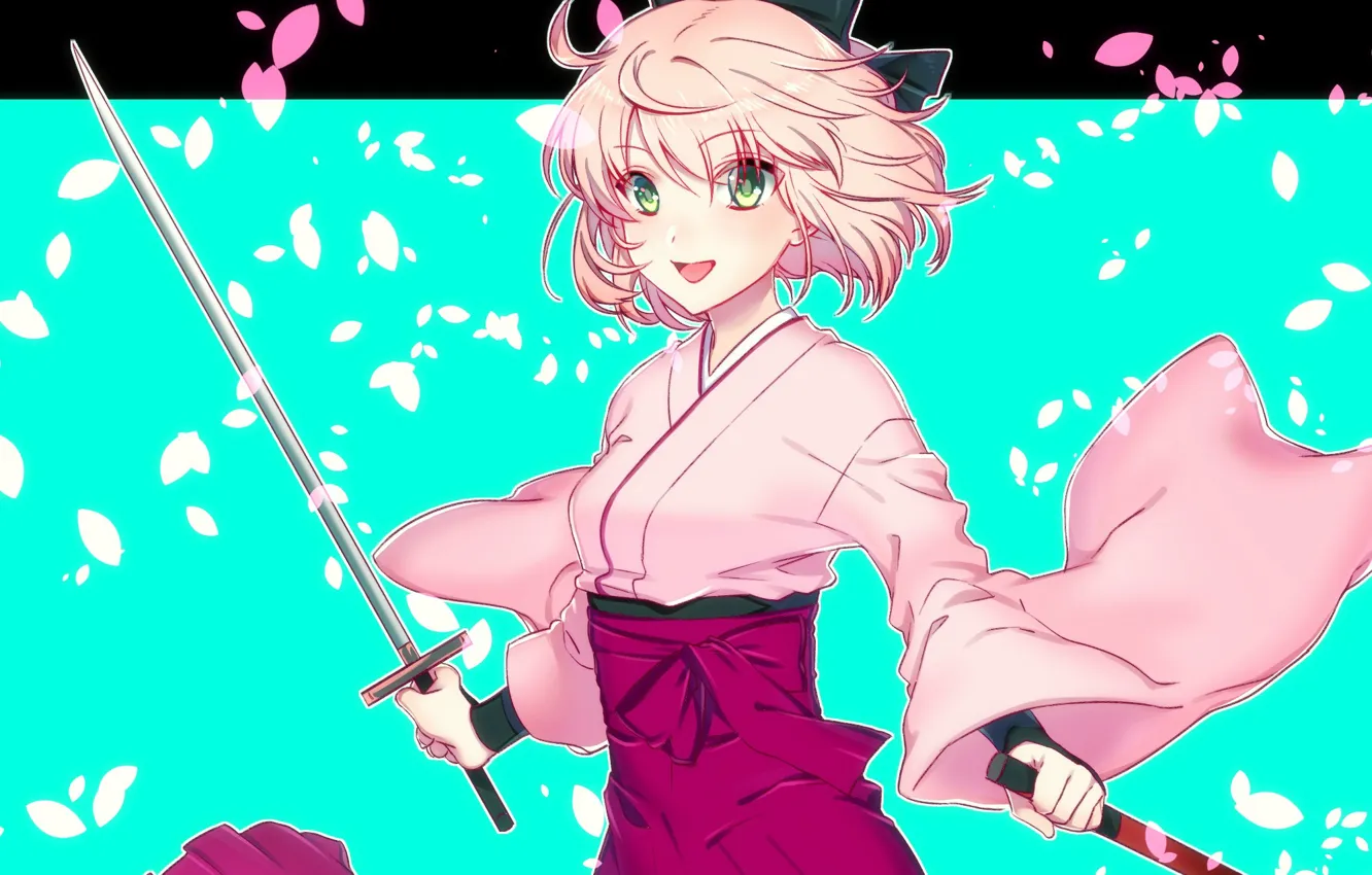 Photo wallpaper girl, sword, petals, Sakura Know, Fate / Grand Order