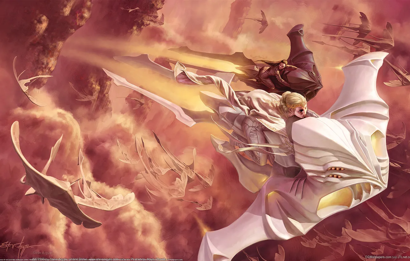 Photo wallpaper girl, flight, mountains, SKAT, Steve Argyle, flying, create