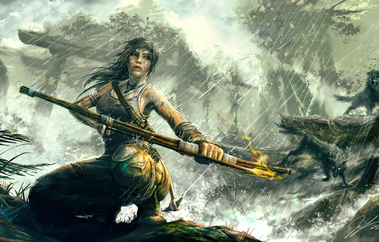 Photo wallpaper girl, bow, arrow, lara croft, tomb raider, reborn, wolf rain Tomb Raider Reborn