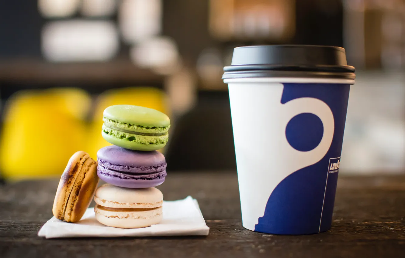 Photo wallpaper coffee, dessert, cakes, macaron, macaroon, macaroons