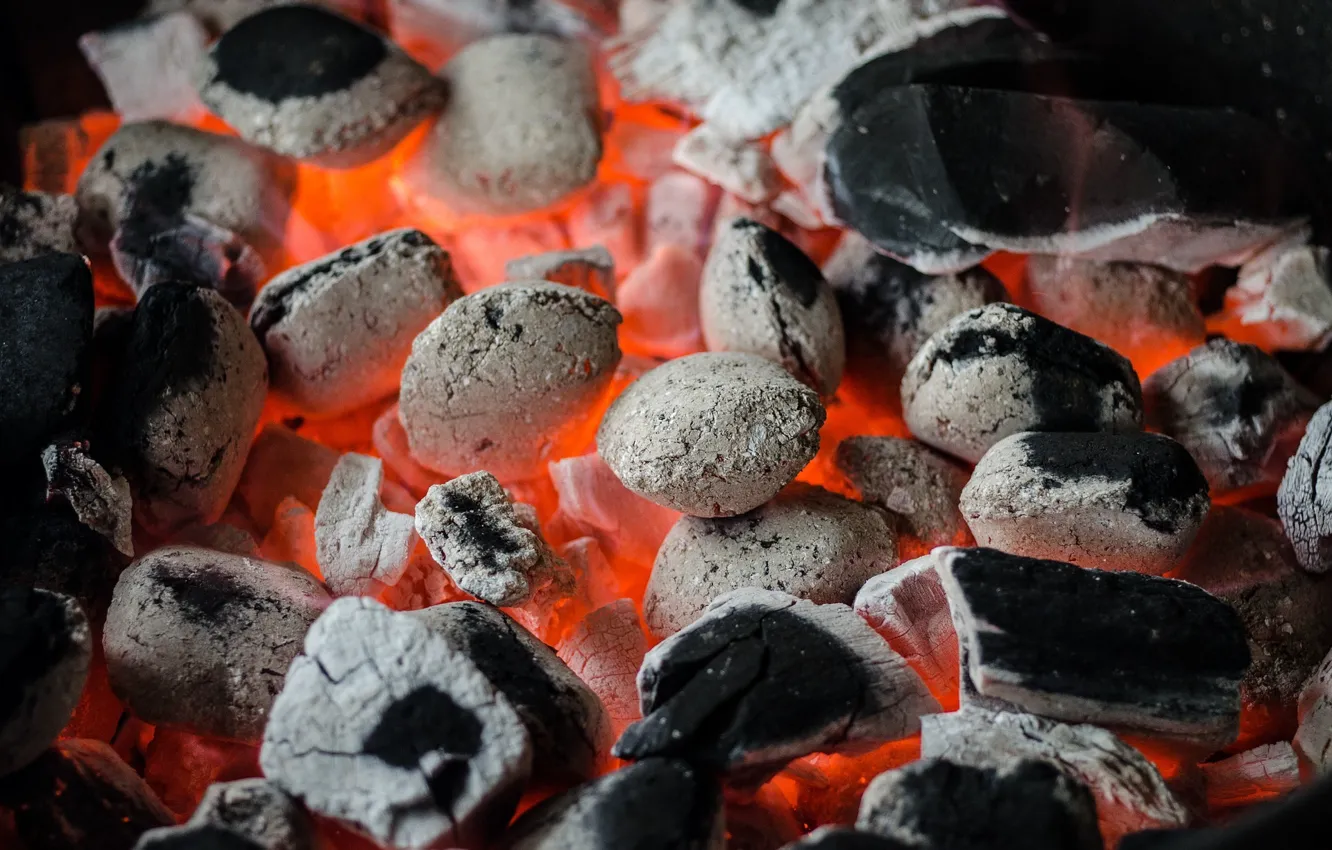 Photo wallpaper flame, the fire, heat, BBQ, coal, coal
