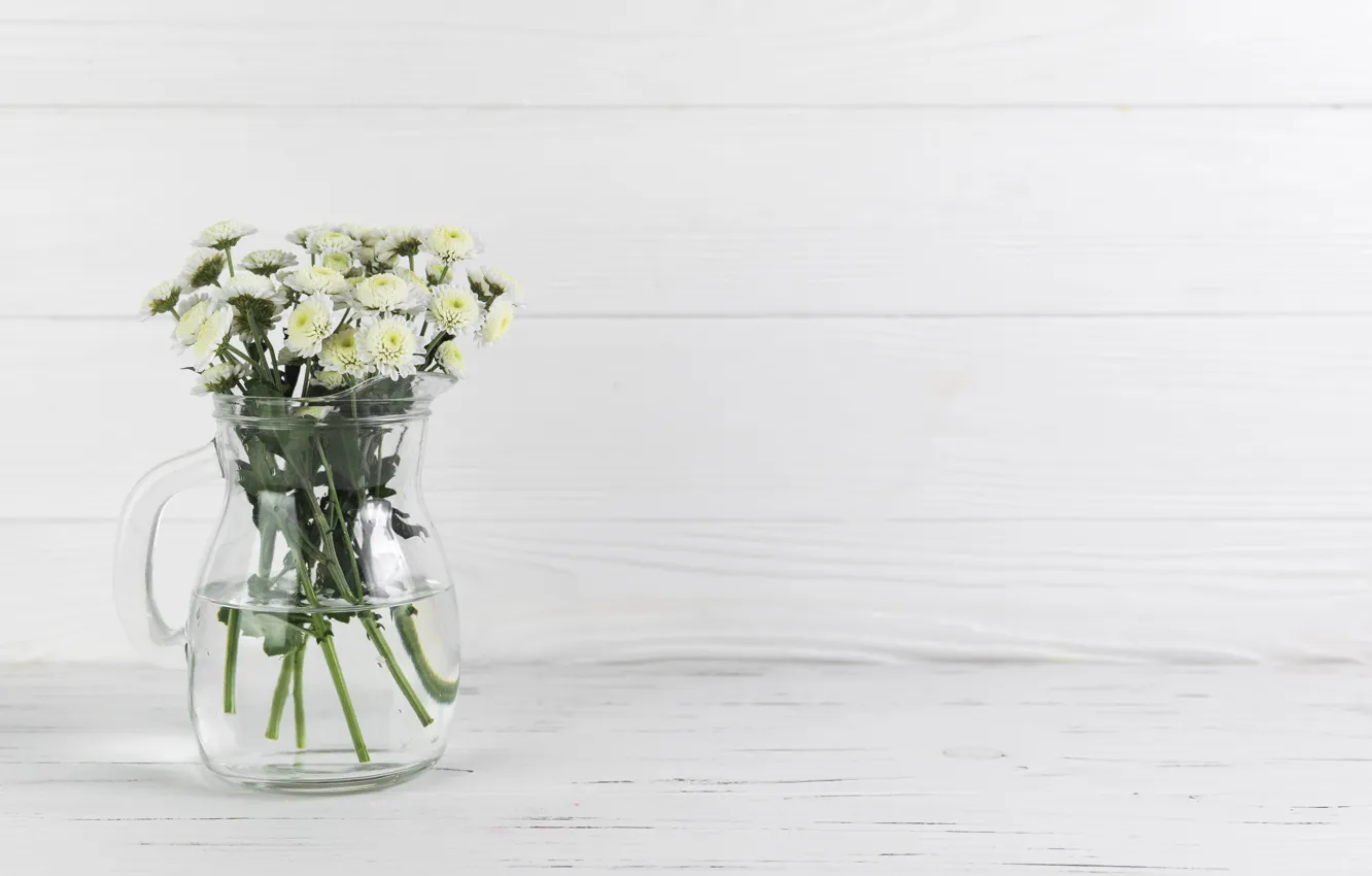 Photo wallpaper bouquet, vase, chrysanthemum