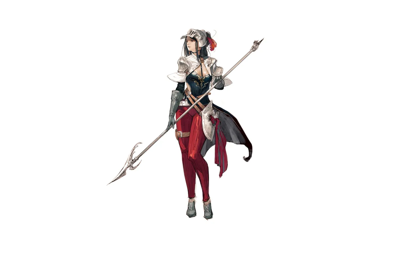 Photo wallpaper girl, armor, spear