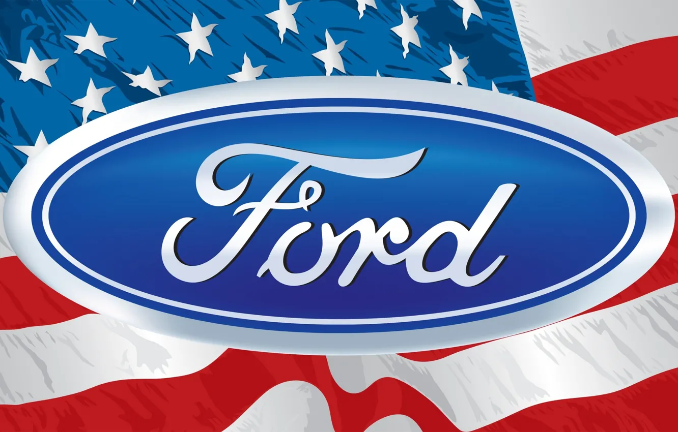 Photo wallpaper flag, logo, emblem, logo, America, ford, Ford, stars