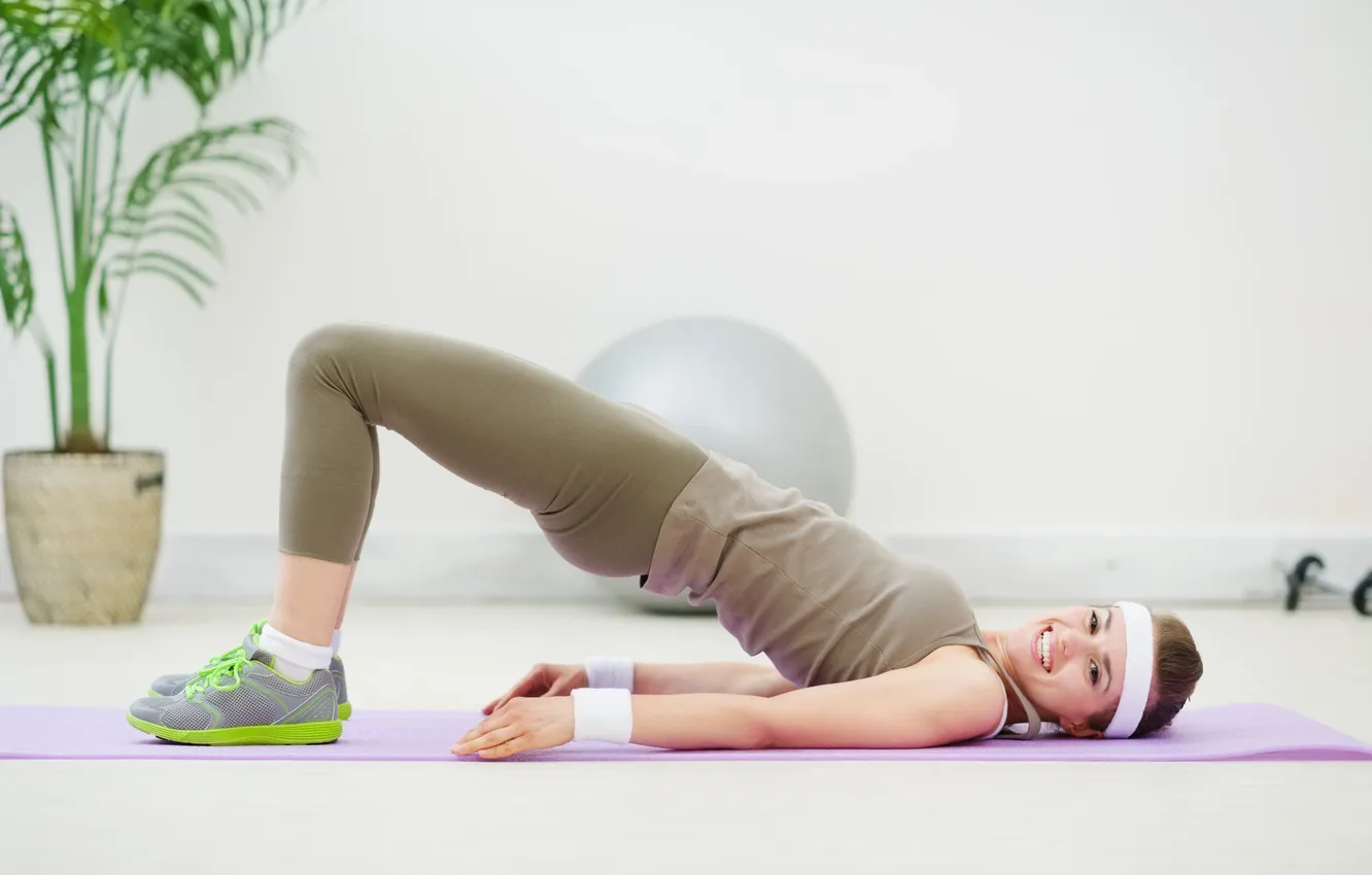 Photo wallpaper gym, leggings, woman fitness, Buttock, activewear, woman exercises, woman streching, woman workout