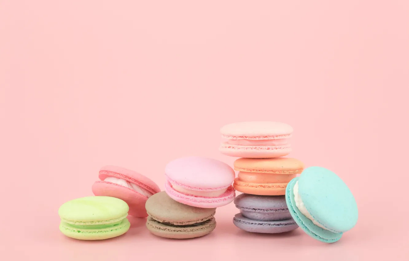 Photo wallpaper colorful, dessert, pink, cakes, sweet, sweet, dessert, macaroon