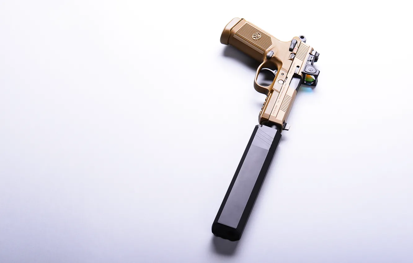 Photo wallpaper gun, weapons, background, muffler