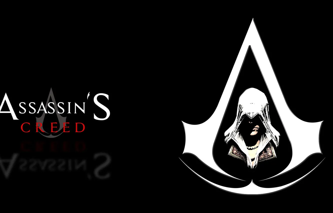 Photo wallpaper emblem, black background, Assassin's Creed