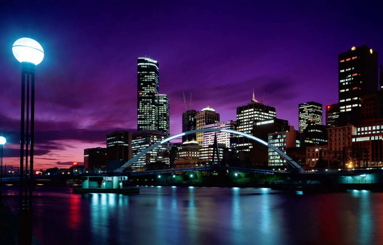 Photo wallpaper city, night, Melbourne, awesome, Australia, buildings