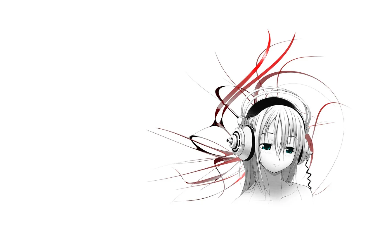 Photo wallpaper music, mood, headphones, girl, Anne