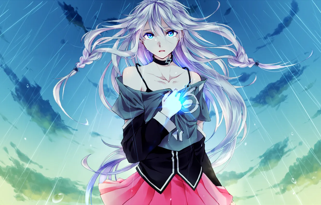Photo wallpaper the sky, girl, clouds, rain, tears, art, vocaloid, ojiko