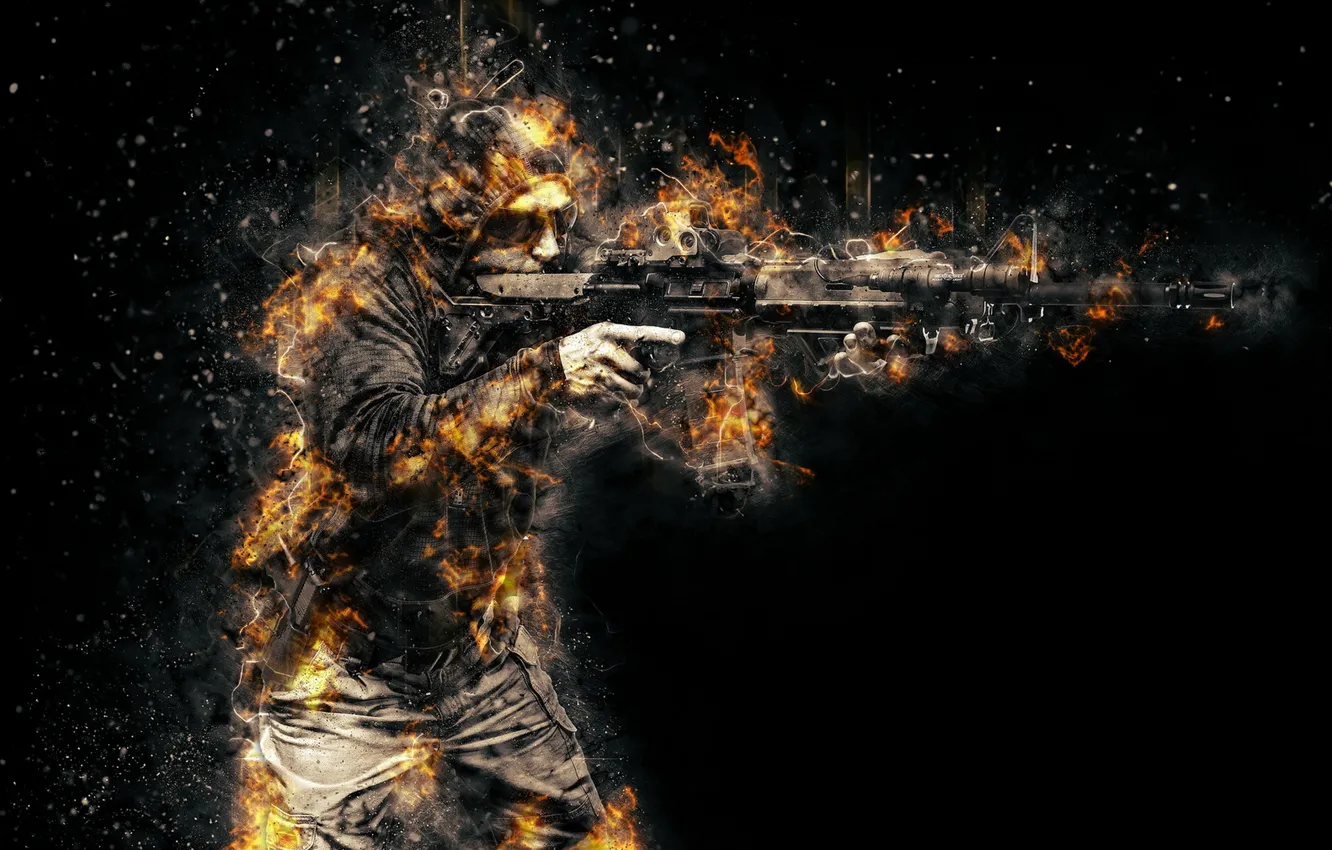 Photo wallpaper weapons, background, people