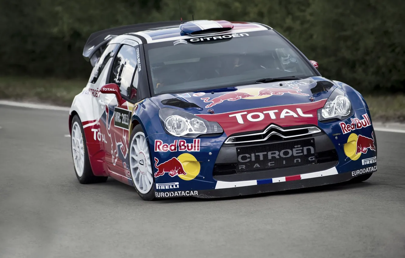 Photo wallpaper Machine, Citroen, Lights, Red Bull, DS3, Rally, The front
