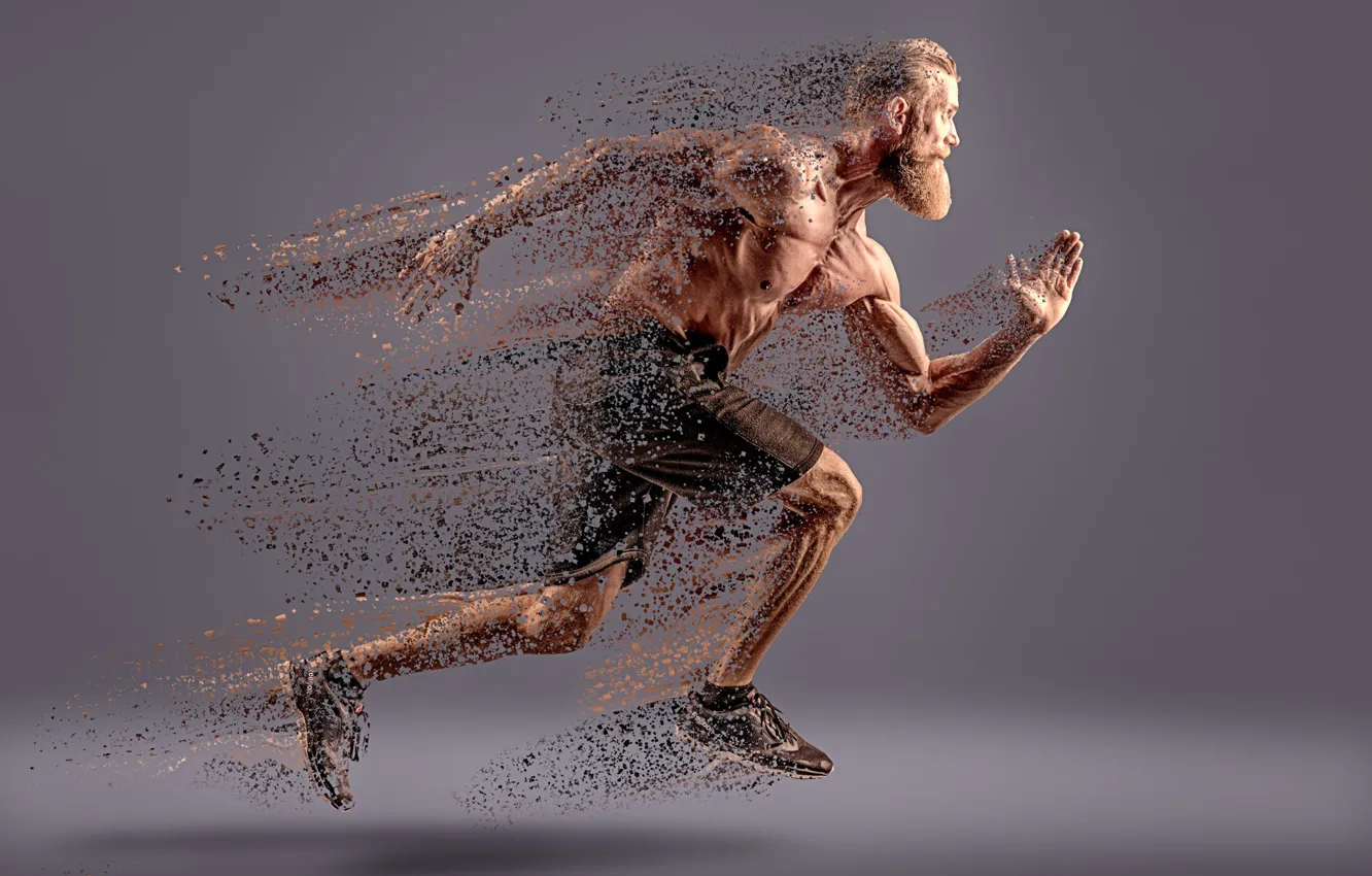Photo wallpaper man, running, dissipation