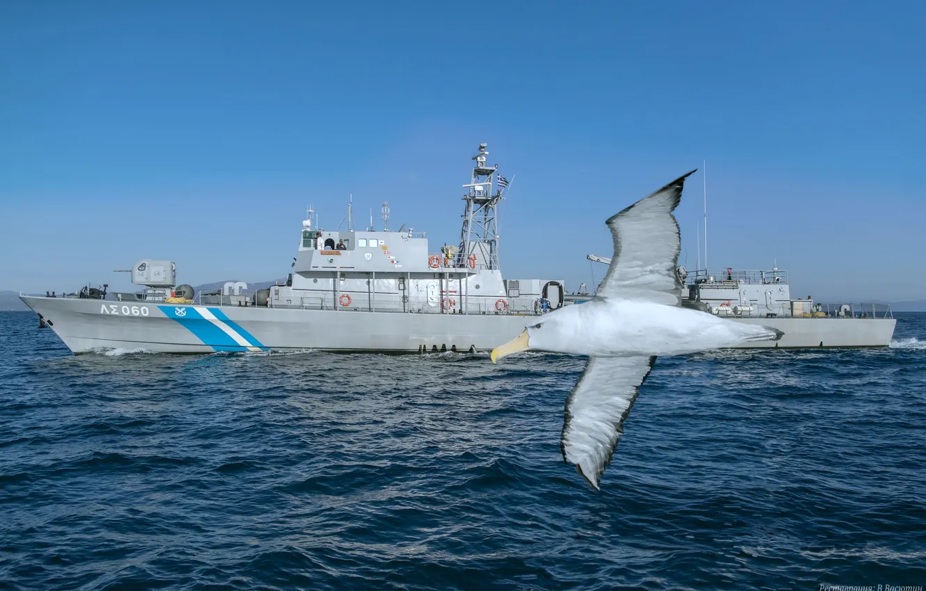 Photo wallpaper Greece, boat, the coast guard, Fourni