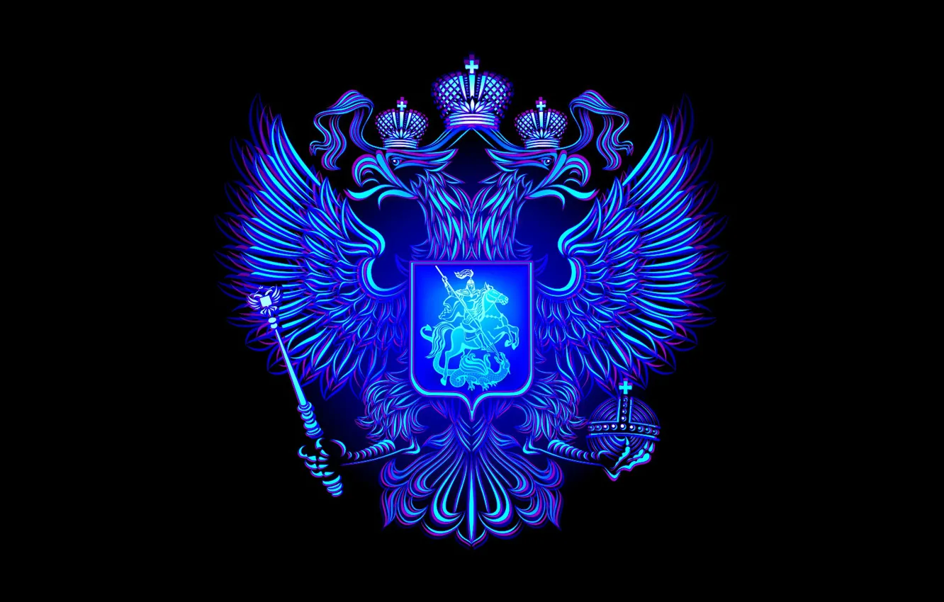 Photo wallpaper the dark background, art, Russia, coat of arms