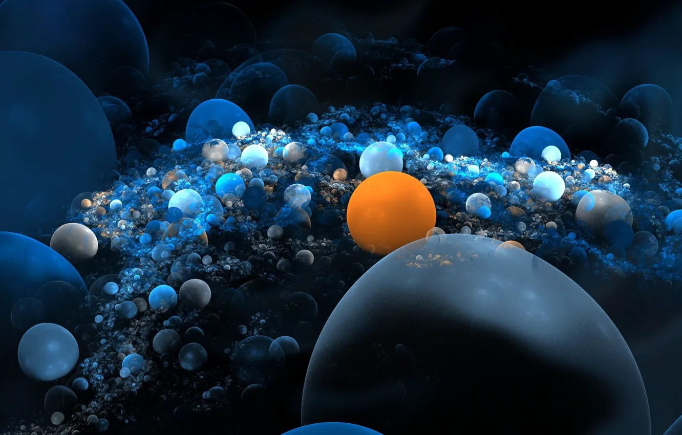 Photo wallpaper light, orange, blue, balls, light, object, sphere, placer