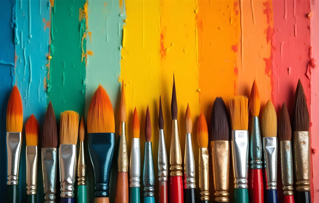 Photo wallpaper paint, gradient, texture, orange background, brush, different, brush, AI art