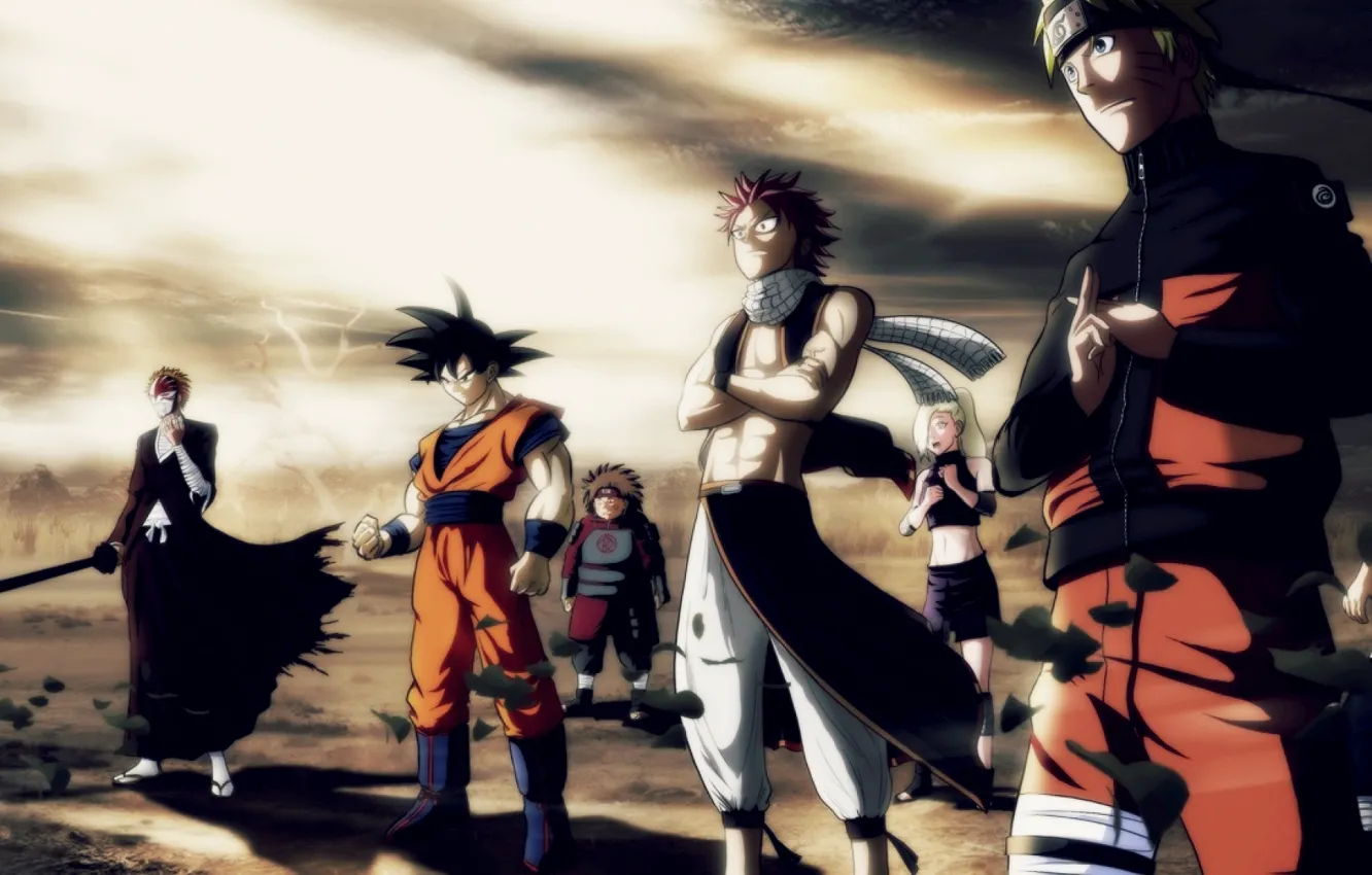 Photo wallpaper Slayer, Heroes, Dragon, Hero, Bleach, Naruto, Anime, Men