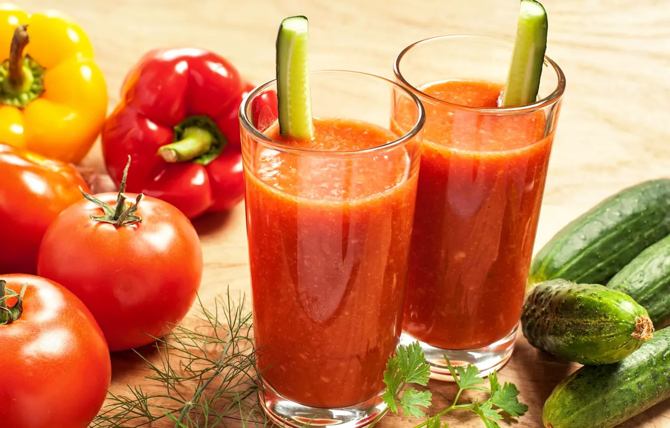 Photo wallpaper juice, pepper, vegetables, tomatoes, smoothies