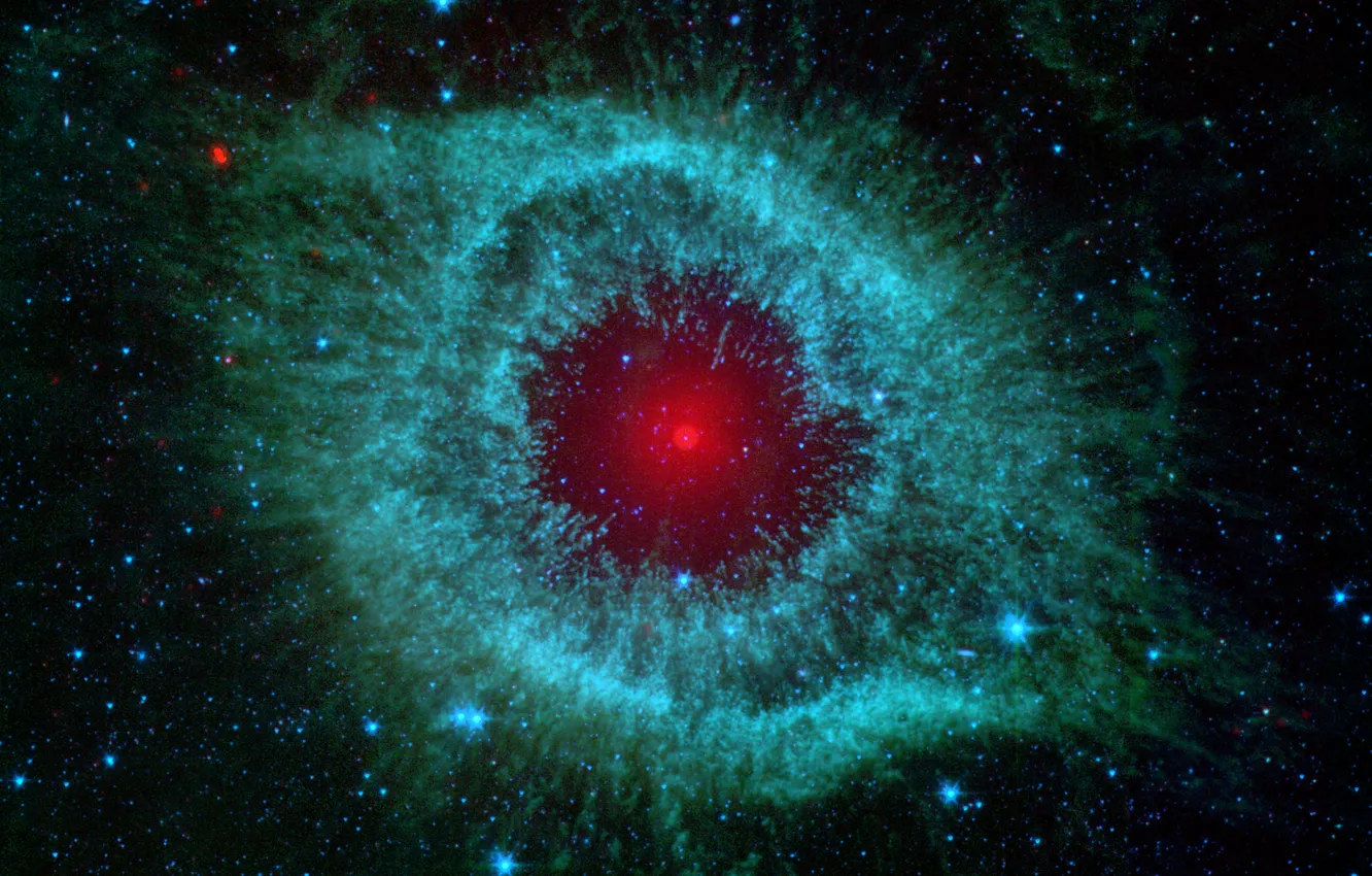 Photo wallpaper nebula, snail, nebula, spitzer, infrared, helix