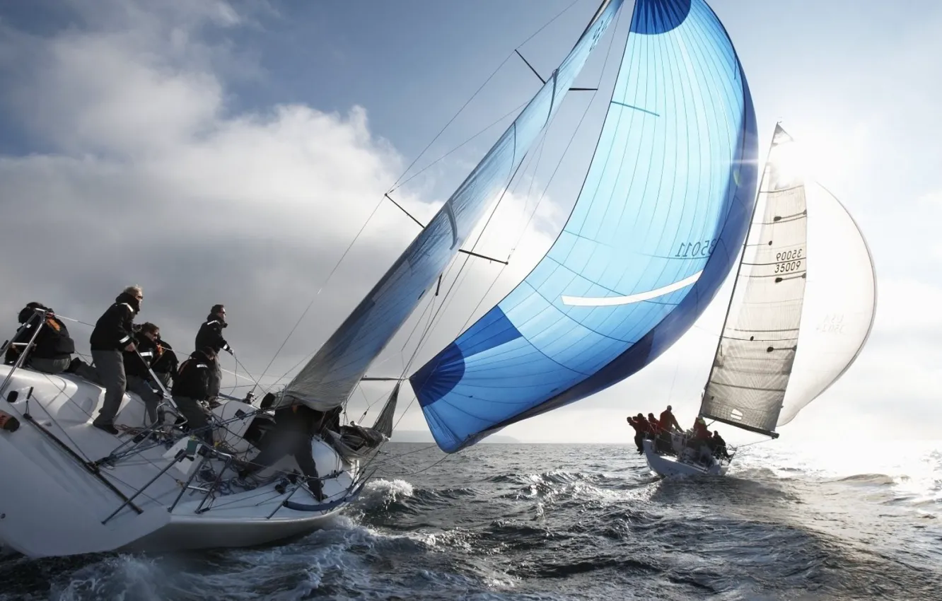 Photo wallpaper the wind, race, sport, sails, team, regatta, The Baltic sea, racing yachts