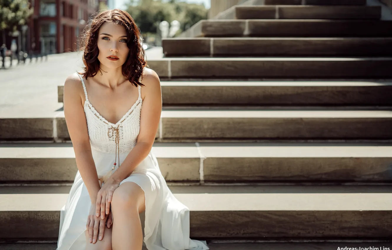 Photo wallpaper look, the sun, pose, model, portrait, makeup, dress, hairstyle