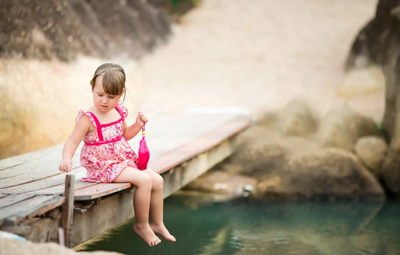 Photo wallpaper look, bridge, mood, girl