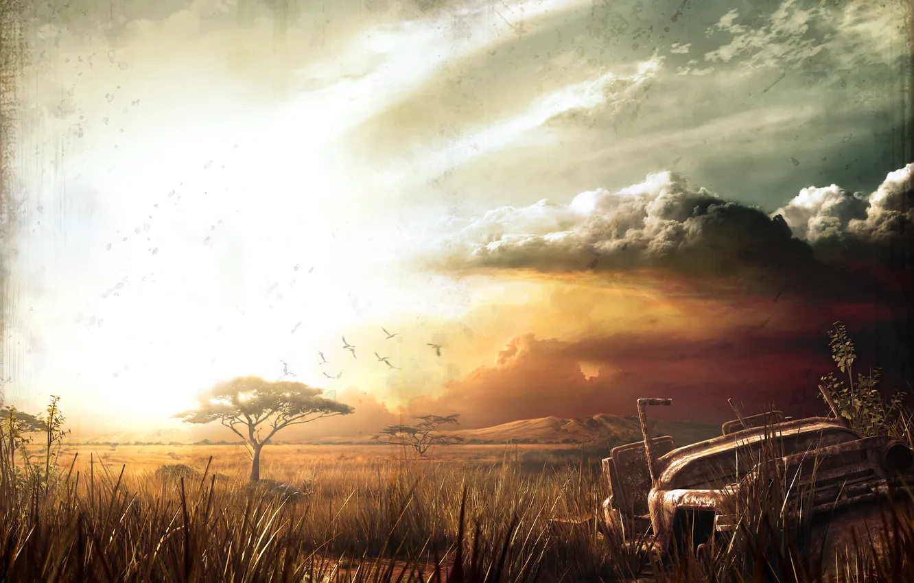 Photo wallpaper nature, the steppe, art, Africa, far cry 2, art, Africa, far cry 2