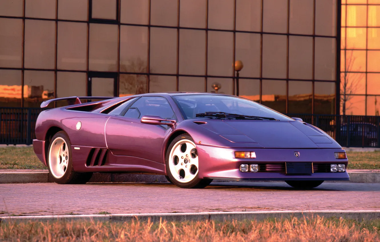 Photo wallpaper purple, building, Lamborghini, diablo, Lamborghini